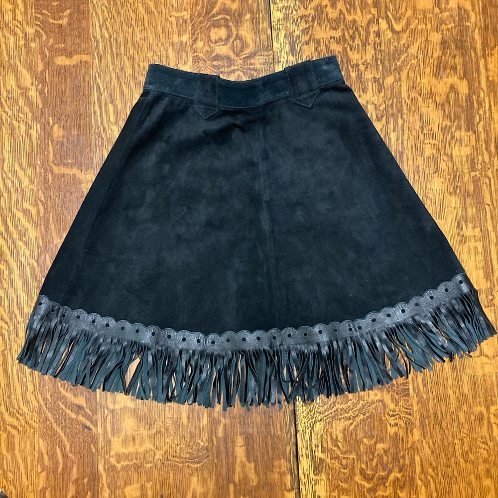 Vintage Leather Fringe Mini skirt
